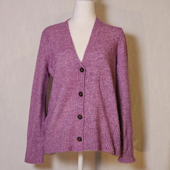 J. Jill Purple Button VNeck Button Long Sleeve Cardigan Sweater Sz S - Picture 1 of 10